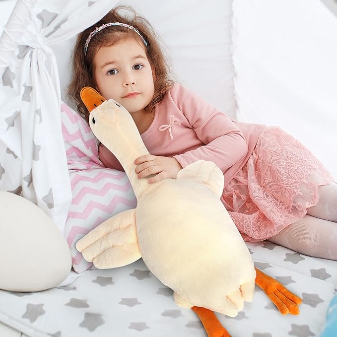 30" Goose Stuffed Animal Weighted Plush Toy 3.2Ibs White Swan Throw Soft Plush Sleeping Pillow Stuffed Animal Toys for Kids Gifts