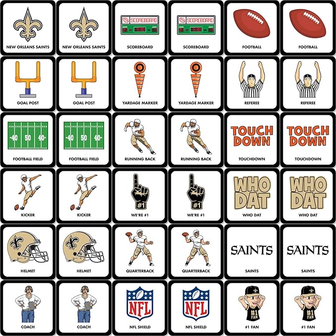 MasterPieces Sports Games - New Orleans Saints NFL Matching Game - Game for Kids and Family - Laugh and Learn
