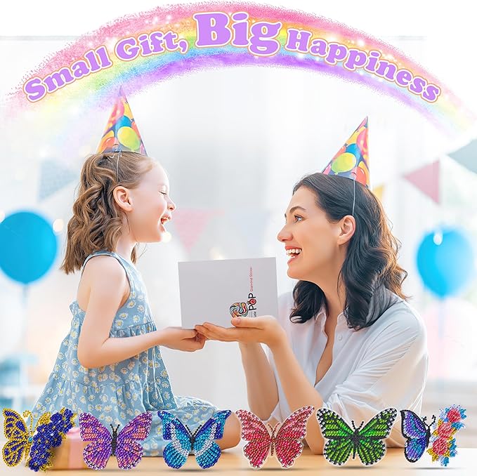 YiConfety Diamond Painting Kits, Kids Diamond Art Gift, Gem Art Kits for Girls Birthday, Arts and Crafts for Kids Ages 6 8 10(Butterfly)