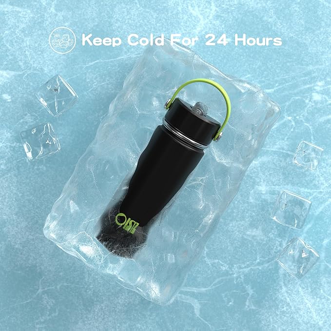 OISIZ 18oz Kids Water Bottle with Straw Lid, Vacuum Insulated Water Bottle Stainless Steel Bottles for Kids for School, Leakproof Water cups, BPA Free and Keep Cold for 24 Hours,Easy to Clean