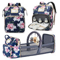 GurZinn Diaper Bag Backpack with Changing Station, Foldable for Bady Toddler, 3 in 1 Large Capacity Newborn Essentials Organizer with Stroller Hook for Girls and Boys（Blue）