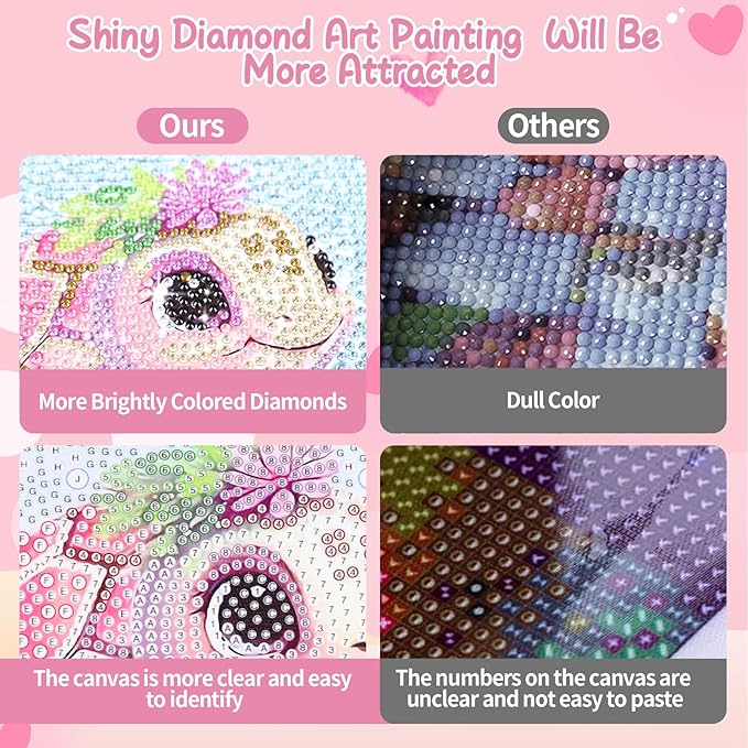 GIFOHAPY 4 Pack Diamond Art Kits for Kids, 5D Cute Animal Diamond Painting Kit for Beginners, Gem Art Crafts By Number for Boys Girls Ages 6-8-12-14,Home Wall Decor Gift 6X6“ (XY001+002+003+04)