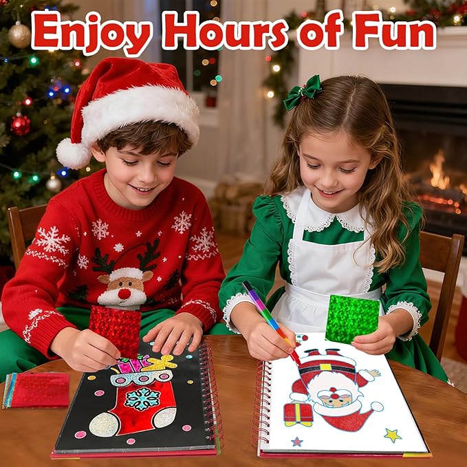 FUNNYB&G Foil Art Crafts for Kids Ages 4-8: Mother's Day 2026, Birthday Gift for Kids, Art and Crafts Supplies, Party Favors, Creative Toys for Kids 4 5 6 7 8 9 Years Old(Christmas)