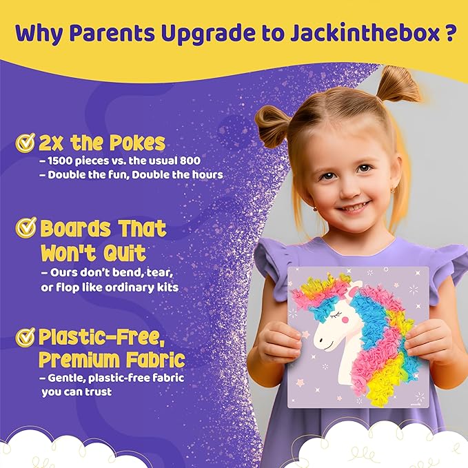 jackinthebox Poke Poke Art – Magical Theme, Mess-Free Fabric Art and Craft, Flower Pressing Kits, Gift for Kids, Girl Gifts, DIY Activity Boy Gift, Best Gift for Girls and Boys Ages 4 5 6 7 8