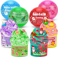 LAWOHO Christmas Stocking Stuffers for Kids, 4 Pack Christmas Slime Balls with Butter Slime & Xmas Add-ins, Slime kit for Girls & Boys Kids Stocking Stuffers, Xmas Gifts for 4 5 6 7 8 9 10+ Year Old