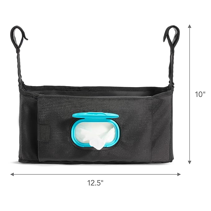 Munchkin® Brica® Stroller Organizer Bag - Universal Fit with Cup Holders and Wipes Case, Fits UPPAbaby, Evenflo, BabyTrend and More, Black (Pack of 4)