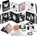 URMYWO Tummy Time Mirror Toys, Visual Stimulation Learning Cards, High Contrast Black and White Baby Toys for Newborn, Soft Baby Book for Infant 0-12 Months, Baby Boy Girl Shower Gift