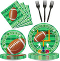 Qyeahkj 100 Pcs Football Party Plates and Napkins Set Football Birthday Party Decorations Supplies Football Tableware Football Themed Party Favors for Boys Kids Sports Fans Events Serves 25