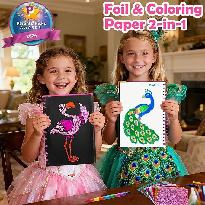 FUNNYB&G Foil Art Crafts for Kids Ages 4-8: Mother's Day 2026, Birthday Gift for Girls, Art and Crafts Supplies, Party Favors, Creative Toys for Girls 4 5 6 7 8 9 Years Old(Birds)