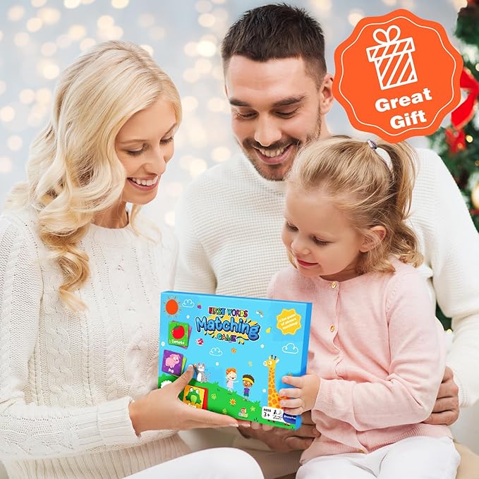 zheyistep 100 PCS First Words Matching Game for Kids Toddlers Memory Game, Toddler Match Game Concentration Card Game for Boys Girls Preschool Learning Activities