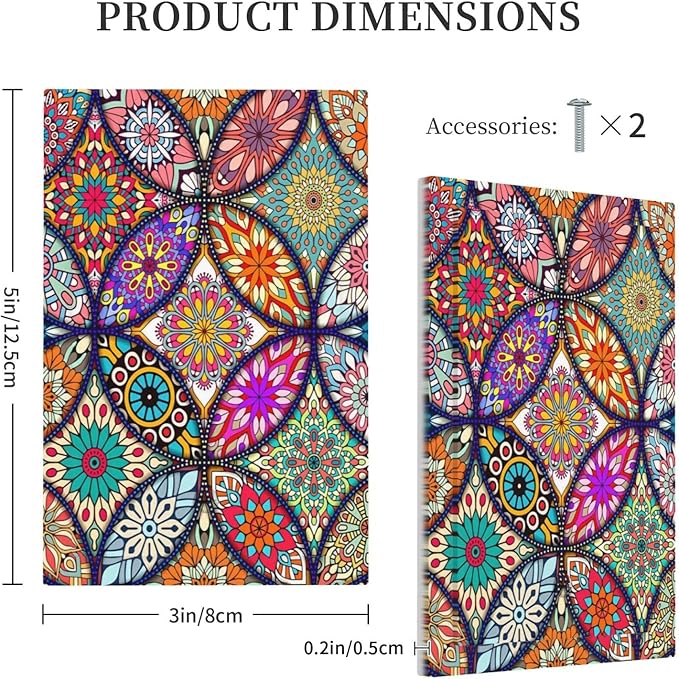 Bohemian Single Blank Wall Plates Decorative Light Switch Cover colorful Vintage Floral Mandala Flower No Device Faceplate for Bathroom Bedroom Home Decorate