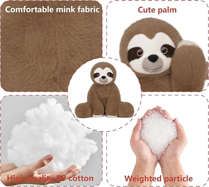 Niuniu Daddy 14" | 3.5 Pound Weighted Sloth Stuffed Animal, Heavy Stuffed Sloth Plush Toys for Kids Adults, Small Weighted Beads for Plush Animals Body Pillow for Presents Birthday Christmas Holiday
