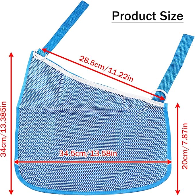2PCS Universal Side Sling Stroller Cargo Net,Portable Storage Mesh Bag,Stroller Storage Organizer Bag,Non-Slip and Adjustable Straps Side Sling Mesh Organizer(Blue)
