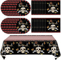 Ryzovo 41pcs Pirate Tableware Set Includes 20 Plates, 20 Npkins and 1 Tablecloth, Pirate Ship Theme Party Supplies Decorations Pirate Dinnerware for Adult Teens Kids Table Decor, 20 Guests