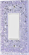 Purple Light Switch Cover - Sparkling Outlet Covers Wall Plate for Girls Room,Bathroom - 1-Gang Rocker 5.10"x3.15"