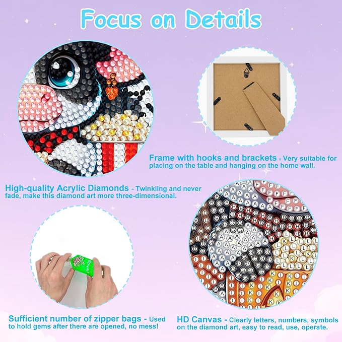 Nardoll Halloween Diamond Art Kits - Arts and Crafts - Diamond Art Painting with Wooden Frame - GEM Art for Girls Boys Adults Beginners Home Wall Decor Gifts