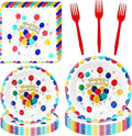 Birthday Party Supplies for 24 Guests – 96-Piece Disposable Party Tableware Set with Plates, Birthday Plates and Napkins, Forks, Colorful Balloons Party Supplies, Heavy Duty for Kids & Adults