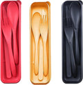 3 Sets Camping Utensils Set with Case, Wheat Straw Travel Cutlery Set, Portable Knife Fork Spoon for Lunch Box, Picnic, Work, Daily Use, Reusable BPA Free Tableware