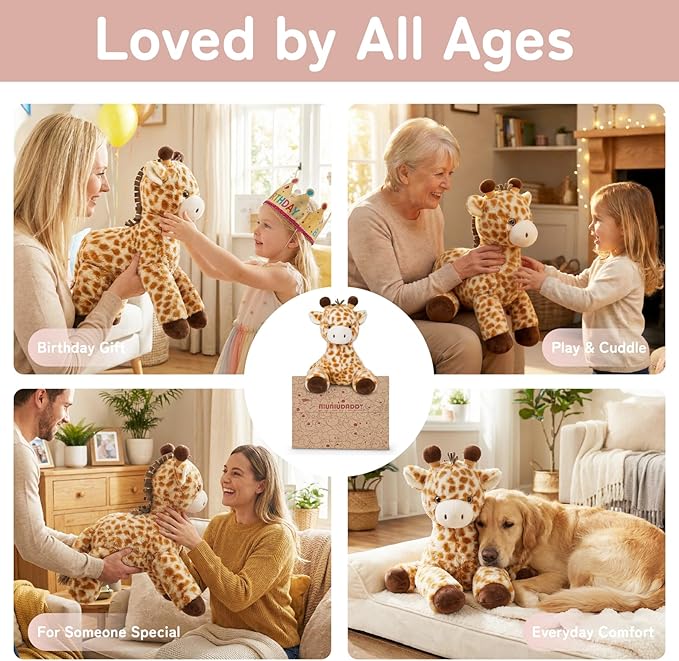 Niuniu Daddy Weighted Giraffe Stuffed Animal for Kids & Adults, 20 Inch 3.3lb Large Plush Toy with Soft Fur, Weighted Plushies Pillow for Sensory Calm, Huggable Gift for Everyday Comfort