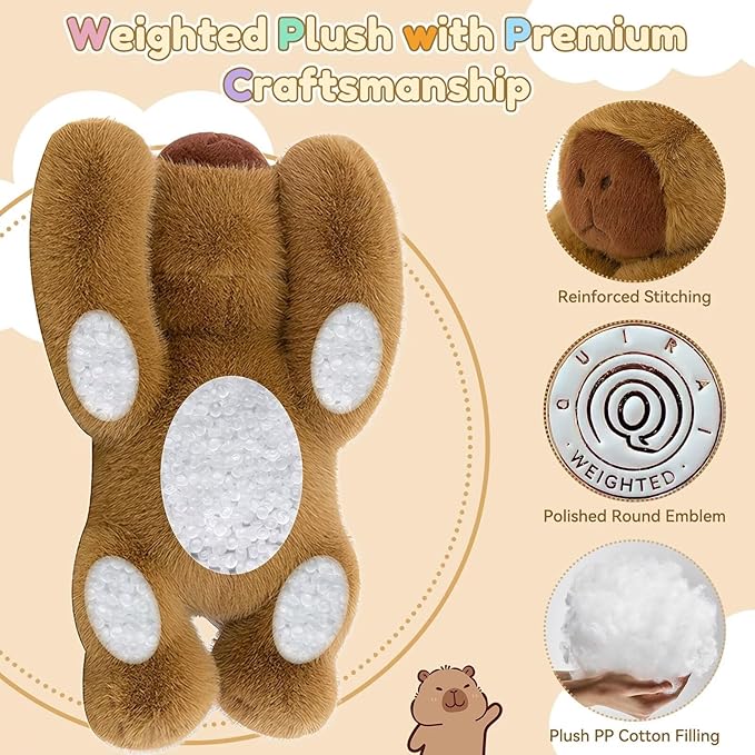 QUIRAI Capybara Plush 24" 3.3 lb Weighted Stuffed Animals, Capybara Stuffed Animal Soft Plush Pillow for Kids & Adults, Birthday & Graduation Gifts