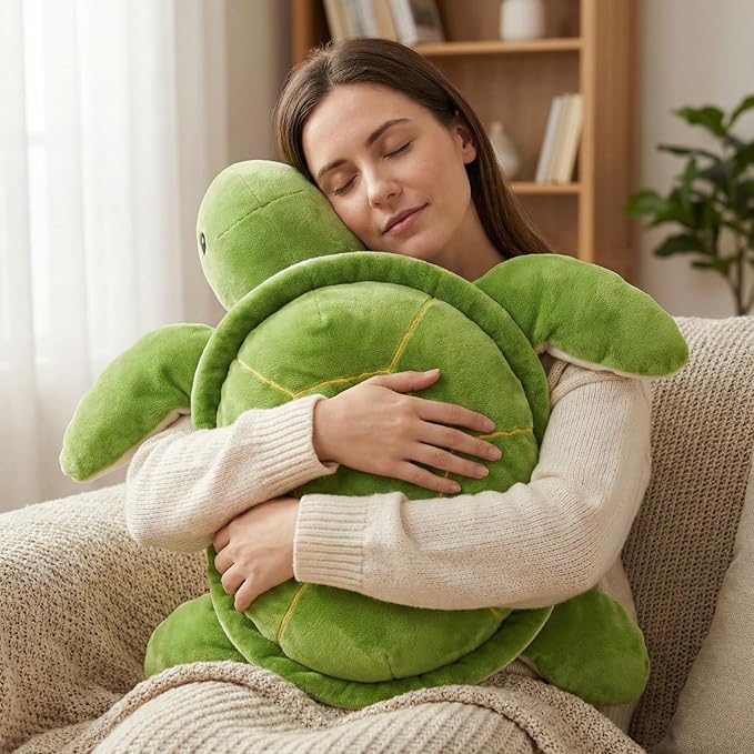 WEIGEDU Large Weighted Sea Turtle Stuffed Animal Plush Toy with Embroidered Eyes, Removable Weight Pack - 28 Inches, 5 lb Soft Cuddly Toy for Kids and Adults