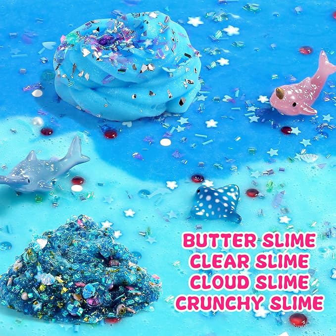 OPLDYRK Slime Kit for Girls Ages 8-12 Mini Butter, Clear, Water, Cloud Slimes, Slime Making Kit for Kids DIY Craft Kits,6 7 8 9 10 Year Old Girl Birthday Gift Cute Stuff