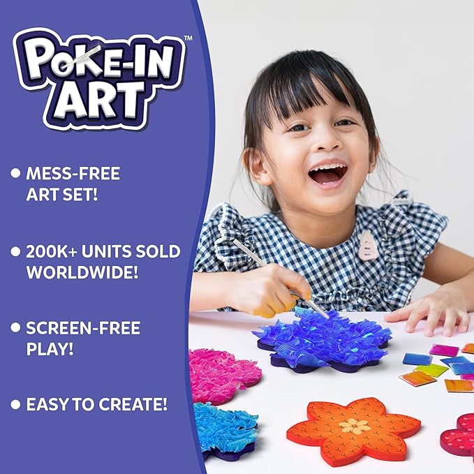 Skillmatics Poke-in Art - Flower Bouquet, DIY Wood Craft Kit, Mother’s Day Gift, Mess-Free Creative Play for Girls and Boys Ages 4, 5, 6, 7, 8, 9, Fine Motor Skills, Screen-Free Fun