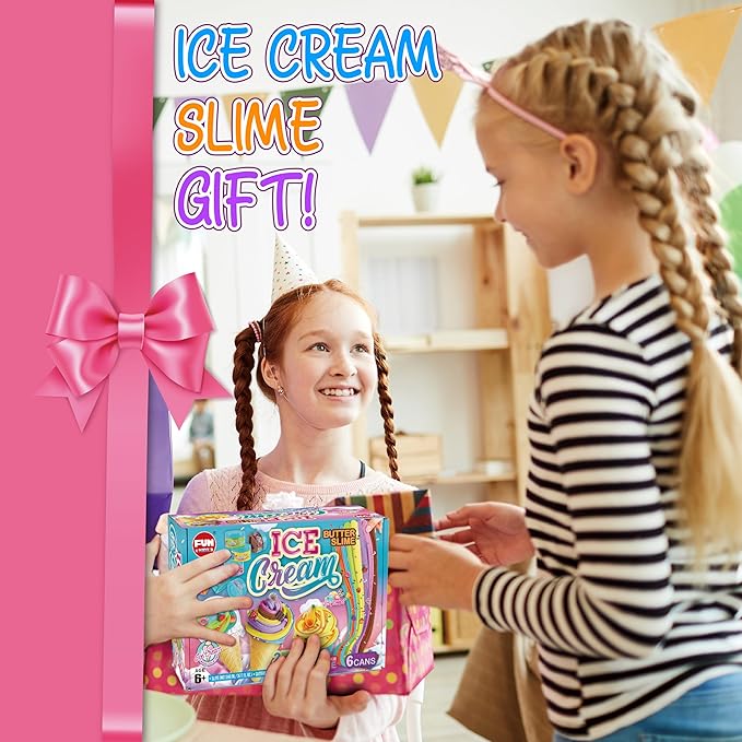 35.16 FL OZ Butter Slime 8 Packs, FunKidz Soft Ice Cream Slime for Girls 6-8 Premade 1040 ML Slime Toys Birthday Gift Party Favors for Kids Age 6-12