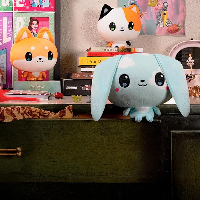 TeeTurtle Cloudheads Nimbus the Cloud Bunny Plush - 5-Inch Rabbit Stuffed Animal with Embroidered Details - Soft Cuddly Plush Toys for Kids, Teens, and Adults