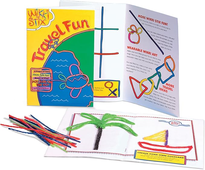 WikkiStix Travel Fun Pak, 24 Wikki Stix and 8-Page idea Booklet and playboard, Made in The USA! (Pack of 2)