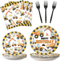 100 Pcs Construction Birthday Party Plates and Napkins Set Dump Truck Birthday Party Decorations Supplies Construction Tableware Construction Themed Party Favors for Boys Birthday Serves 25