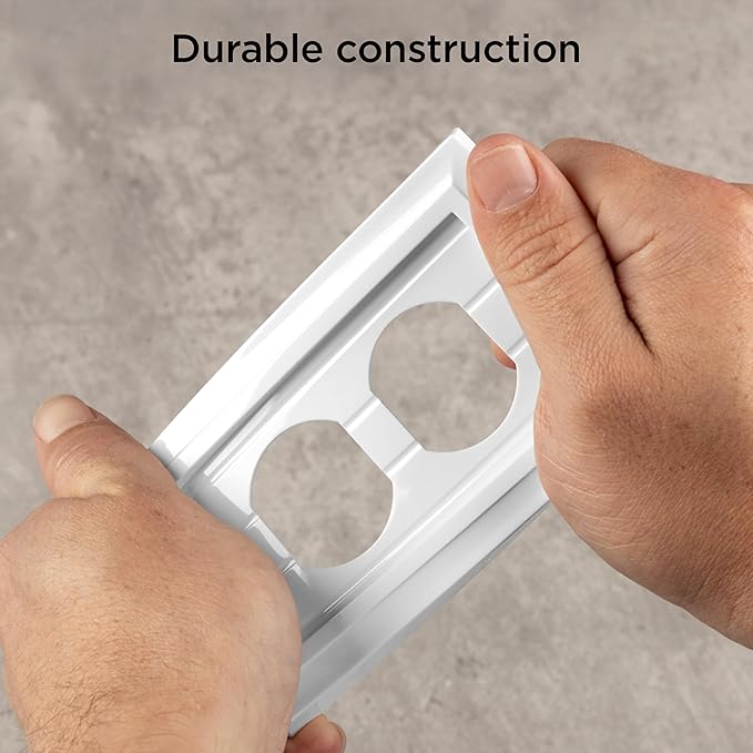UltraPro Screwless Duplex Receptacle Wallplate, 1-Gang – Modern Snap-On Cover, Child-Safe, Durable Polycarbonate, Easy DIY Installation, White Coastal, 85750
