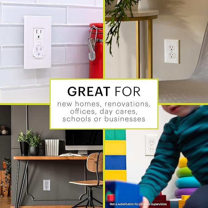 Power Gear Child Safety Electrical Outlet Covers, 60 Pack, Tamper‑Resistant Plug Protectors for Standard Wall Outlets, Baby‑Proof & Child‑Proof Safety Caps, Clear, 54615