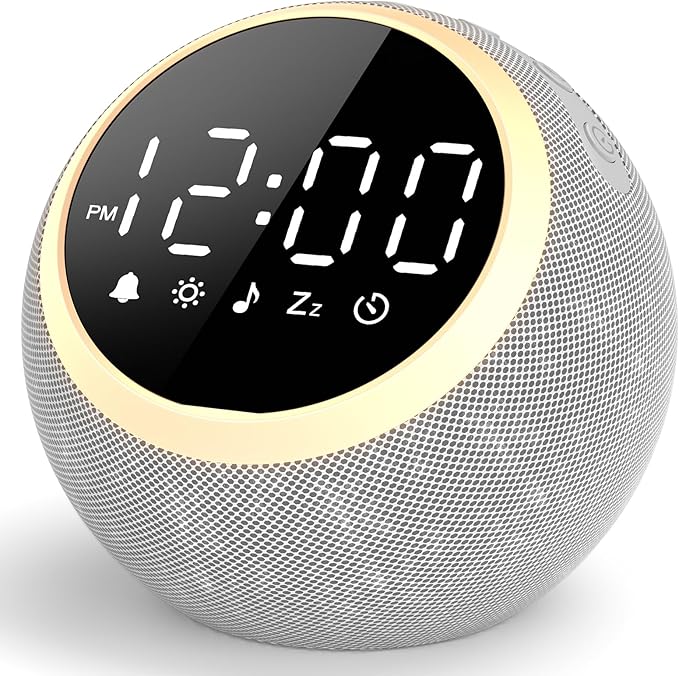 LIORQUE Alarm Clock with White Noise Machine & Night Light, 25 Soothing Sound, Adjustable Volume, Sleep Timer, Ideal for Baby Kids Adult, Easy to Use Alarm Clock for Bedrooms