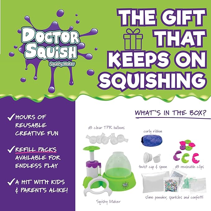 Doctor Squish Squishy Maker Station | DIY Make Your Squishies Kit | All Inclusive with Sparkles & Slime Powder | Ages 8 & Up