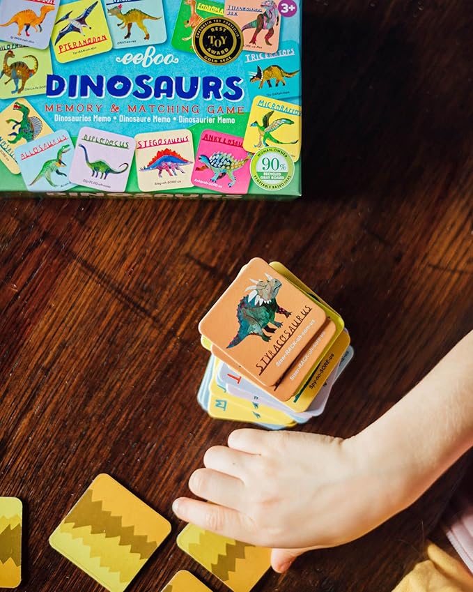 eeBoo: Memory & Matching Game- Little Dinosaurs- 18 Pairs to Match & Memorize, Encourages Recognition & Concentration Skills, Kids Ages 3+