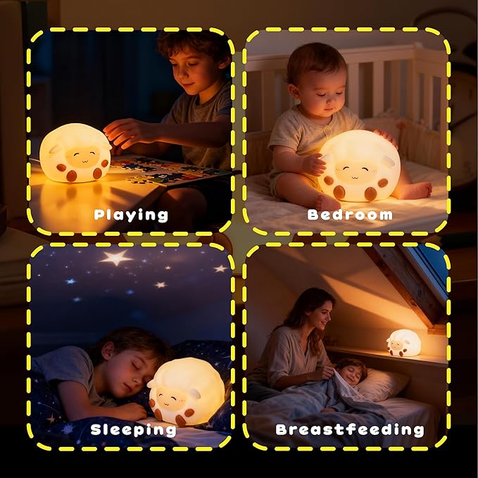 Sheep Night Light for Kids: 16-Color Changing, Rechargeable LED Squishy lamp. Soft Silicone, dimmable. Perfect for Nursery, Dorm Decor & Gifts for Girls/Boys.