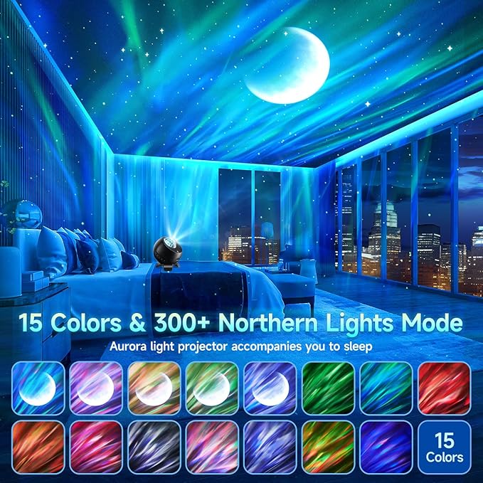 Northern Galaxy Light Projector, 300+Modes & 5 Films Star Projector, 15 White Noise & Bluetooth Northern Lights Projector,Moon Light Projector, Teen Girl Gifts Trendy Stuff, Consumer Electronics.
