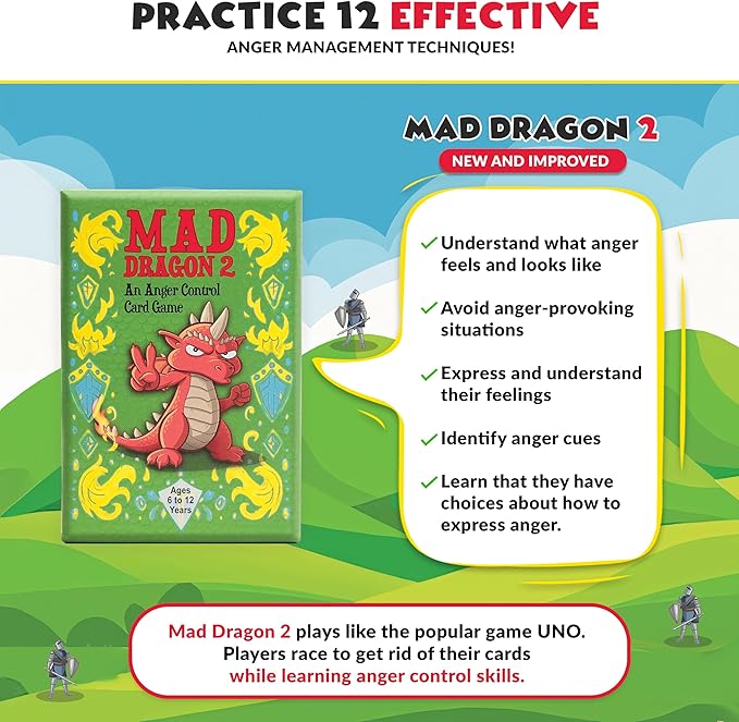 Mad Dragon 2: Anger Control Card Game for Kids — A Fun, Therapist-Friendly Social Emotional Learning Activity That Teaches Emotional Regulation Through Play