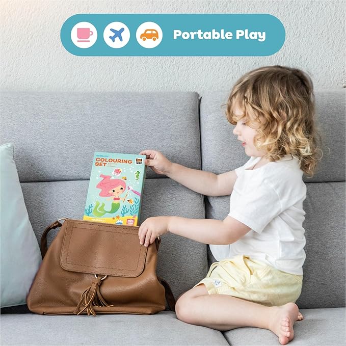 Tiger Tribe Coloring Set - Mermaids, Activity Set for Kids, incl. Stickers & Markers Portable Storage Box, Perfect for Travel, Great Gift