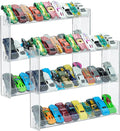 [2 Pack] Clear 3-Tier Display Case for 1:64 Toy Cars – Holds 30 Diecast Vehicles, Wall Mounted or Desktop Organizer Rack for Collectors