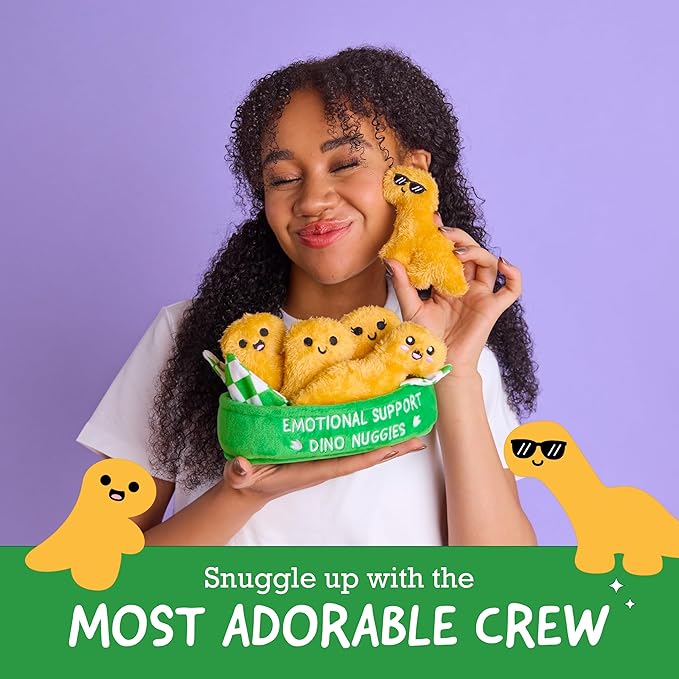 Emotional Support Dino Nuggies by Relatable, Cuddly Stuffed Animals and Dinosaur Toys, Great Gift Ideas for Loved Ones of All Ages, Includes 5 Dinosaur Plushies with Carrying Basket
