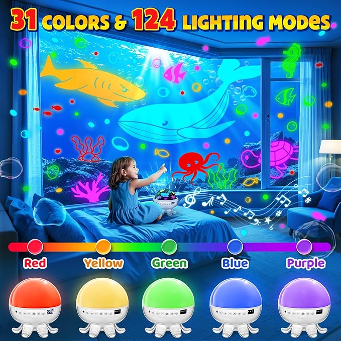 Kids Toys Puppy Projector│30 Soothing Sounds+4 Slides Sound Machine Baby Night Light Projector│93 Projections+31 Colors Puppy Toys for Boys Age 3-5│Girl Toys Toddler Toys│Story Projector Sound Machine