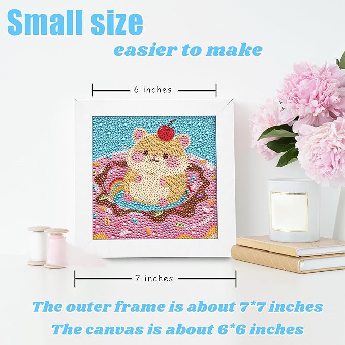 Libfx Diamond Art Kits for Kids with Frame Diamond Art for Girls Boys Beginners Arts and Crafts Ages 8-12 Birthday Gifts (Hamster)