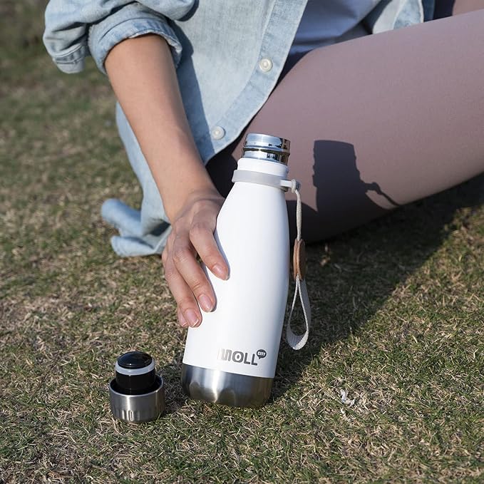 Kids Water Bottle for School-12 oz Stainless Steel Vacuum Insulated Sports Water Bottle Cola Shape Leak Proof Travel Water Bottle (White)
