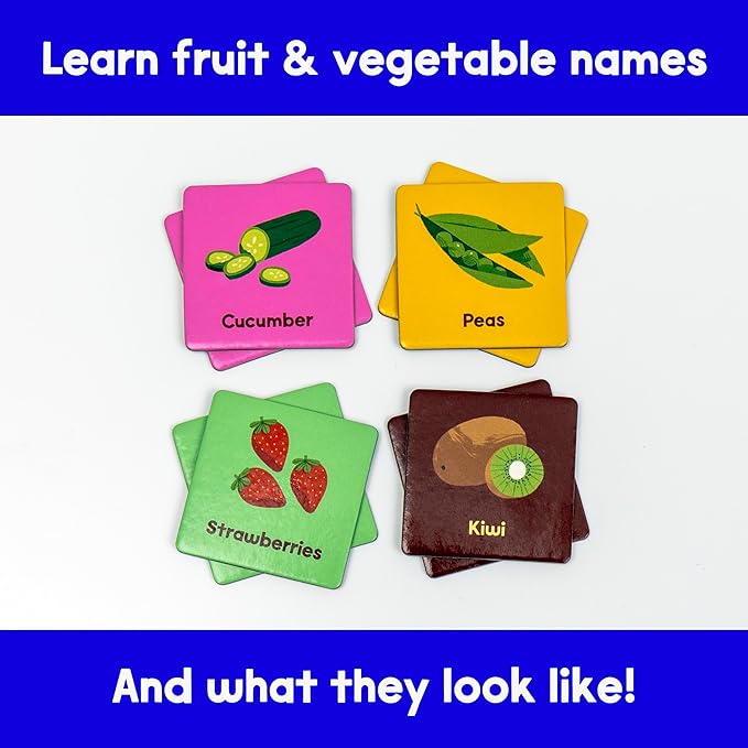 Yum, Yum! Fruit & Vegetable Memory Matching Game for Kids | Ages 3 & Up I 20 Matching Pairs I Fun and Educational Learning Toy I Ideal Gift for Boys, Girls, Kids and Families I Travel Size