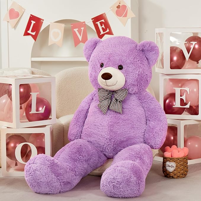 MorisMos Giant Teddy Bear 4 Feet, 47inch Stuffed Animal Big Teddy Bear Plush, Classic Gift Girlfriend Boyfriend on Birthday, Violet