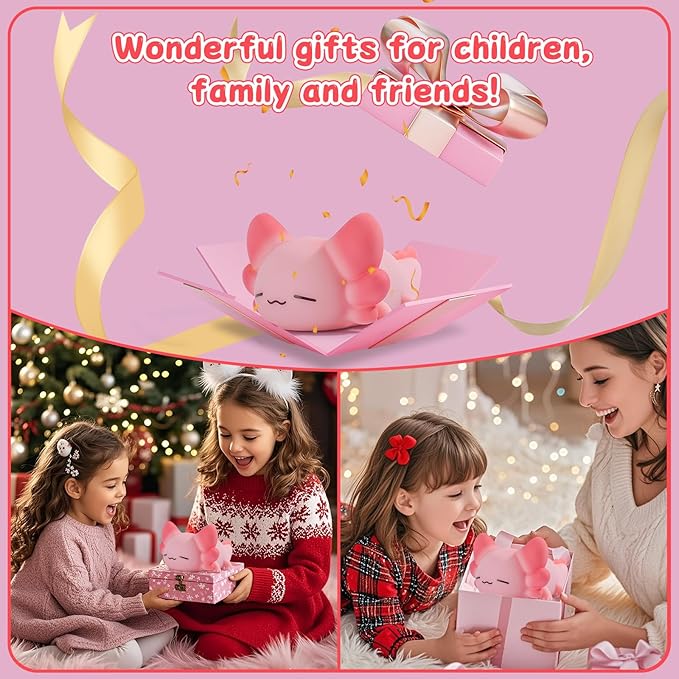 ZKLiLi Night Light for Kids Lamp, 16 Colors Lamp Cute, Dimmable Baby Night Lights for Nursery,Silicone Rechargeable Nightlight for Kids Room, Kawaii Room Decor (Axolotl)