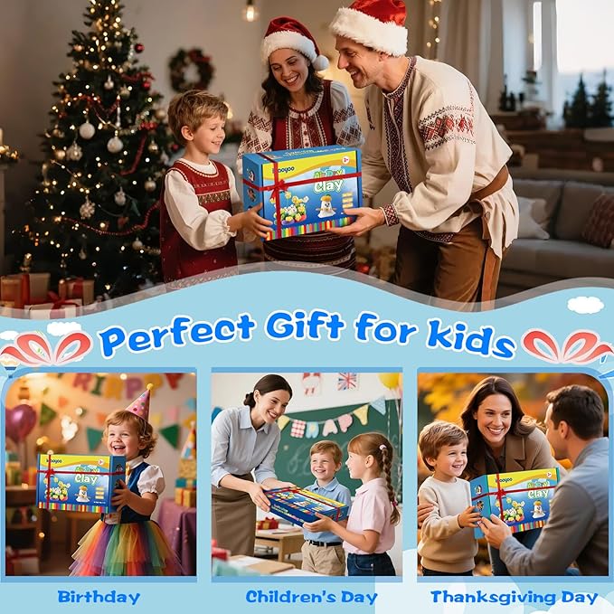 Ixiaoyoo Air Dry Clay, 50 Colors Modeling Magic Clay for Kids, Soft & Non-Sticky, Creative DIY School Arts & Crafts Kit, Home Party Favors, Toys Gifts for Age 3 4 5 6 7 8+ Years Old Boys Girls Kids