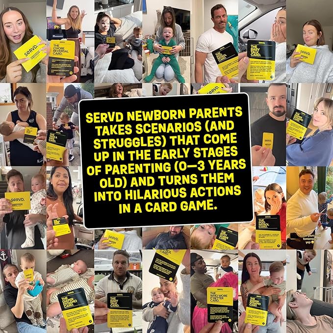 Hasbro SERVD Newborn Parents Edition Game – Hilarious Real-Life Couples Card Game for Infant and New Parents, First Birthdays – Ages 17+